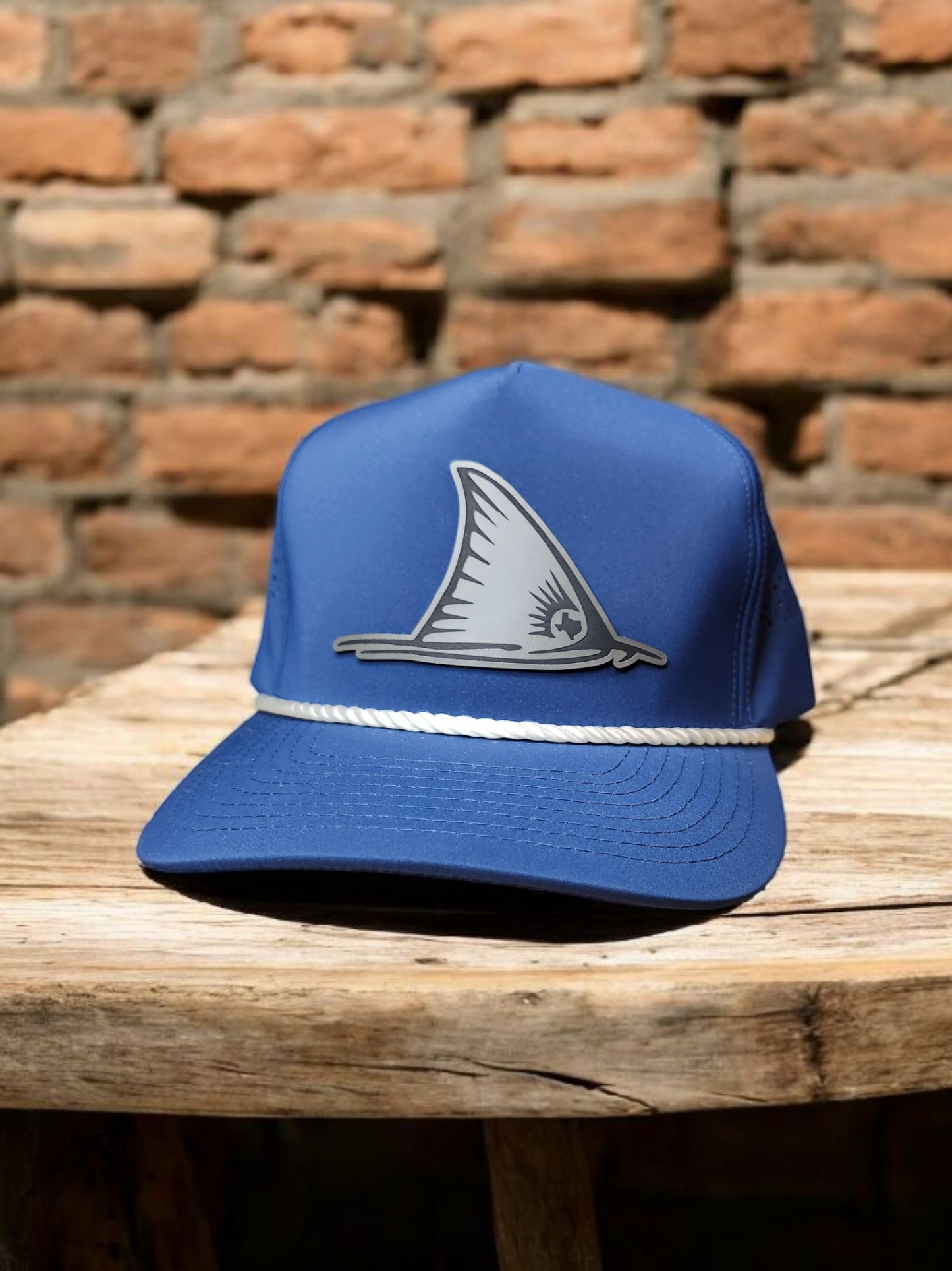 Navy Blue Waterproof Hat with White Rope- Texas Tailing Redfish