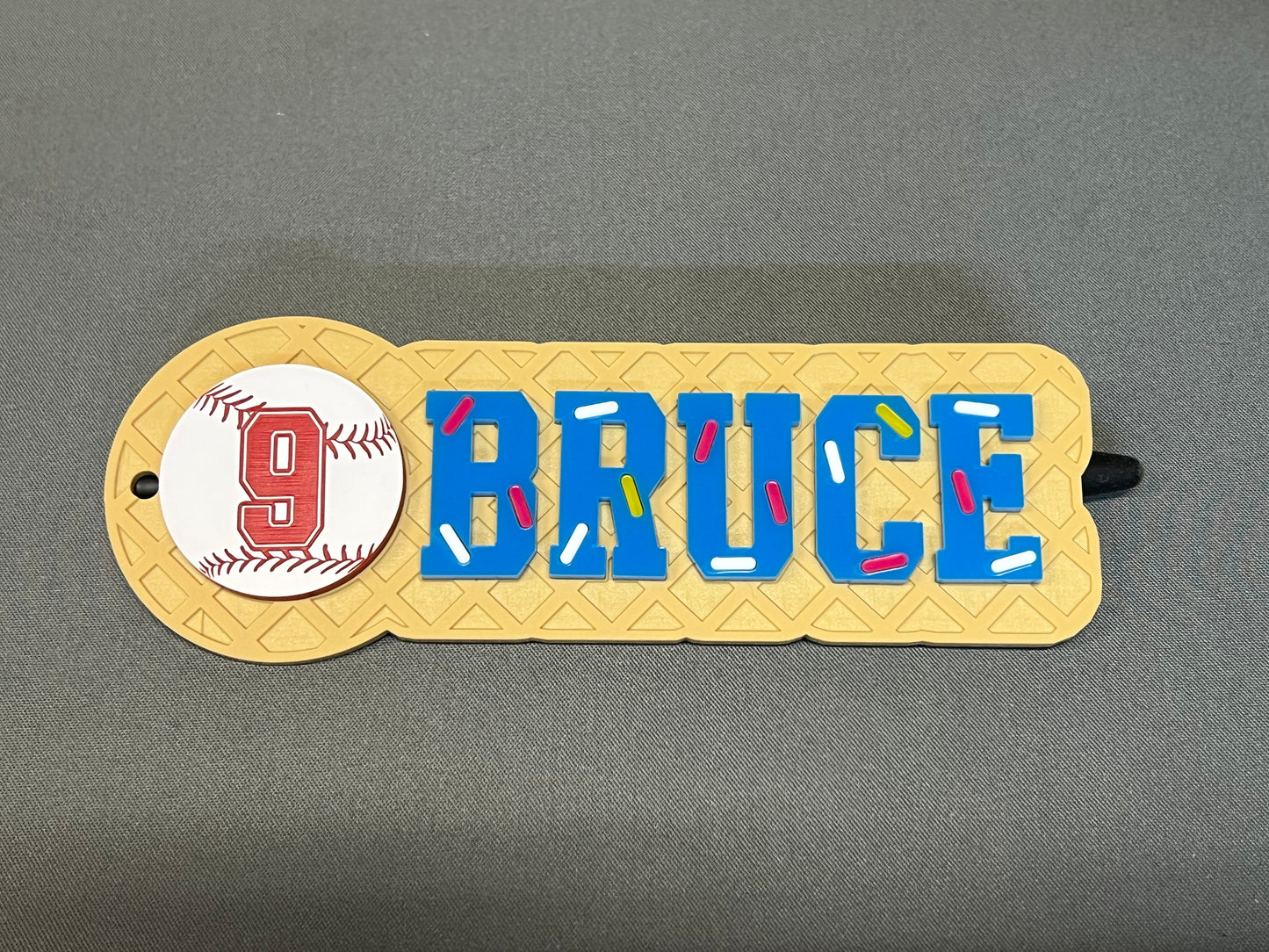 Custom Name Baseball Ice Cream Drip Tag