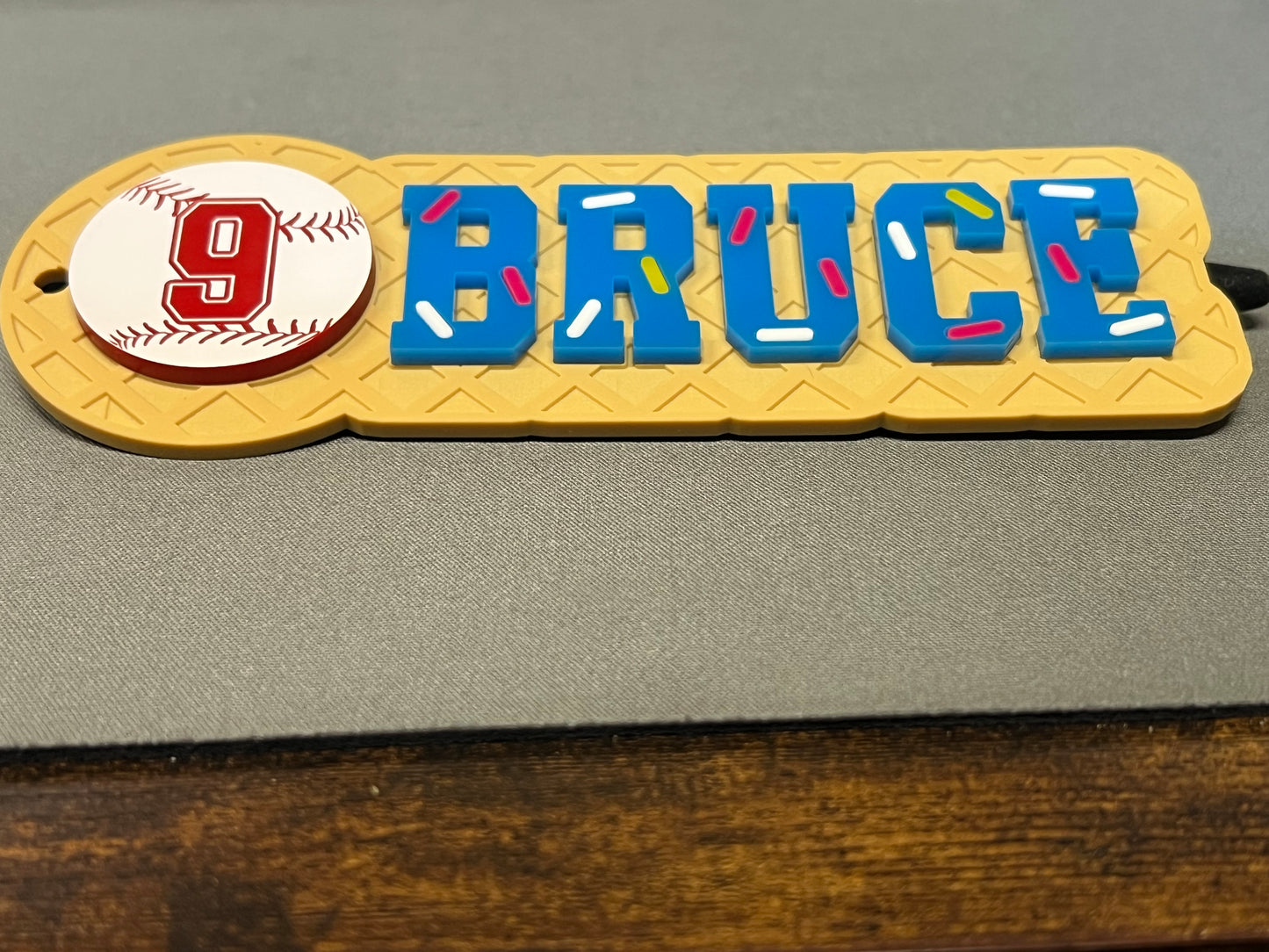 Custom Name Baseball Ice Cream Drip Tag