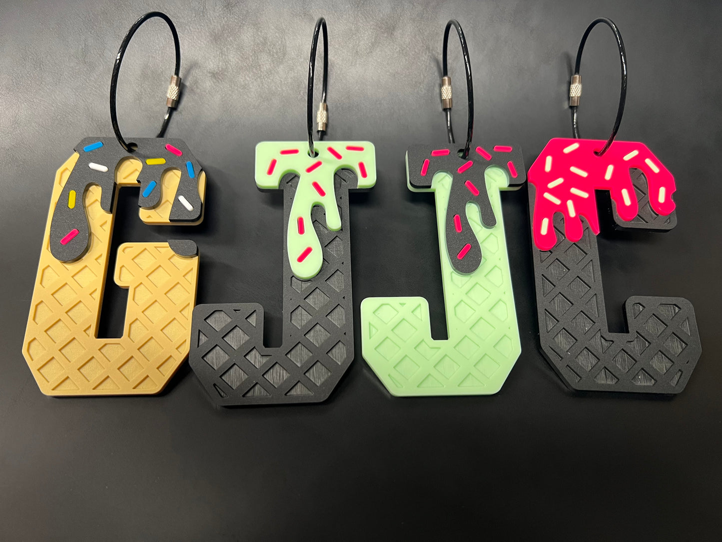 Ice Cream Drip Bag Tag/ Keychain - Single Number or Letter