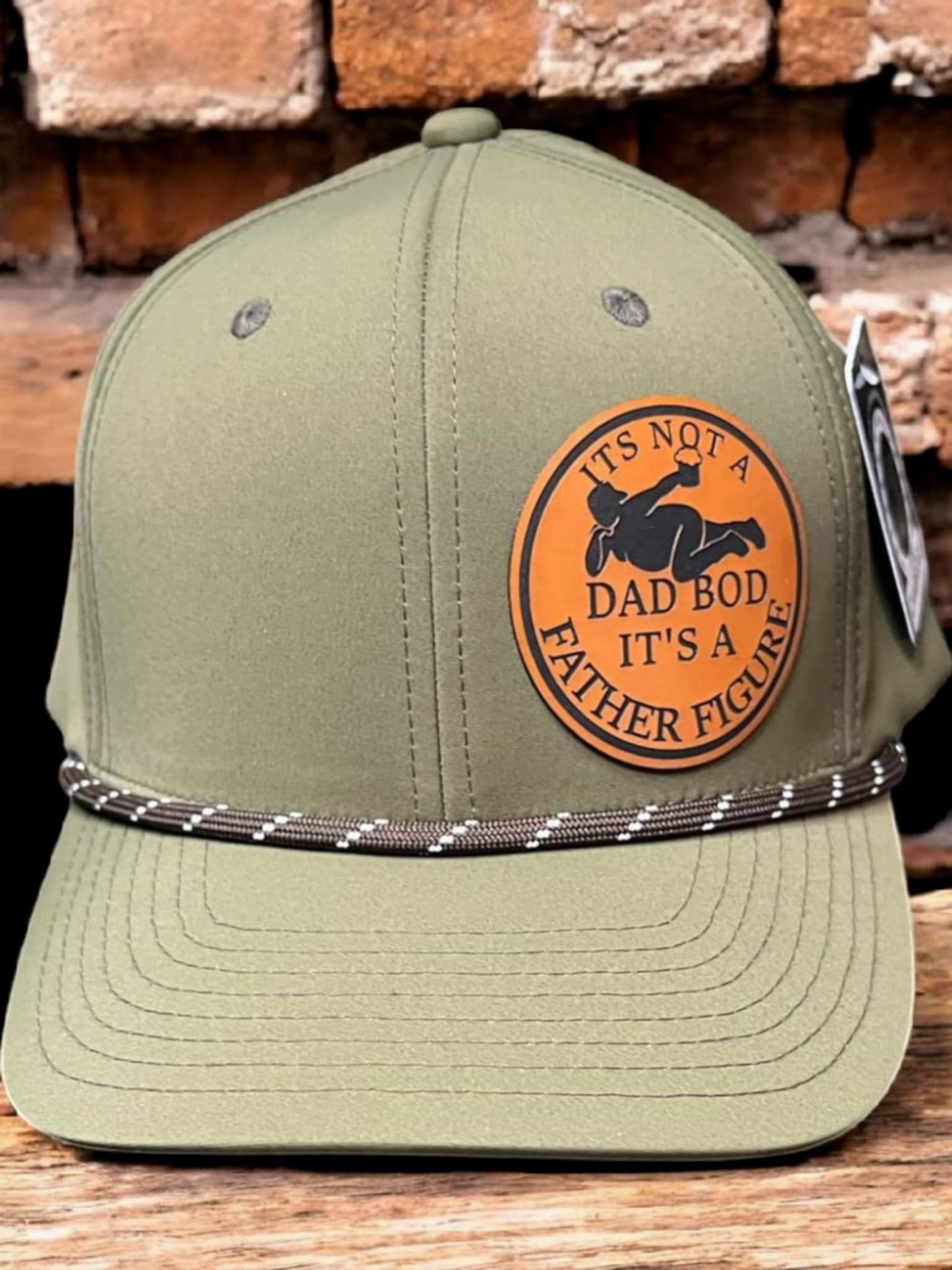 It's Not a Dad Bod – It's a Father Figure" Olive Green Waterproof Hat with Rope