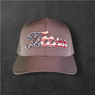 Titties - Gray Waterproof Snapback Hat with Red/White/Blue