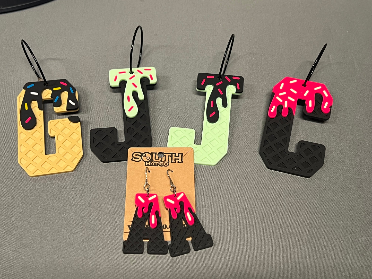 EARRINGS: Double Number or Letter Ice Cream Drip