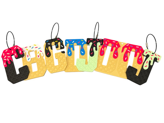 Ice Cream Drip Bag Tag/ Keychain - Single Number or Letter
