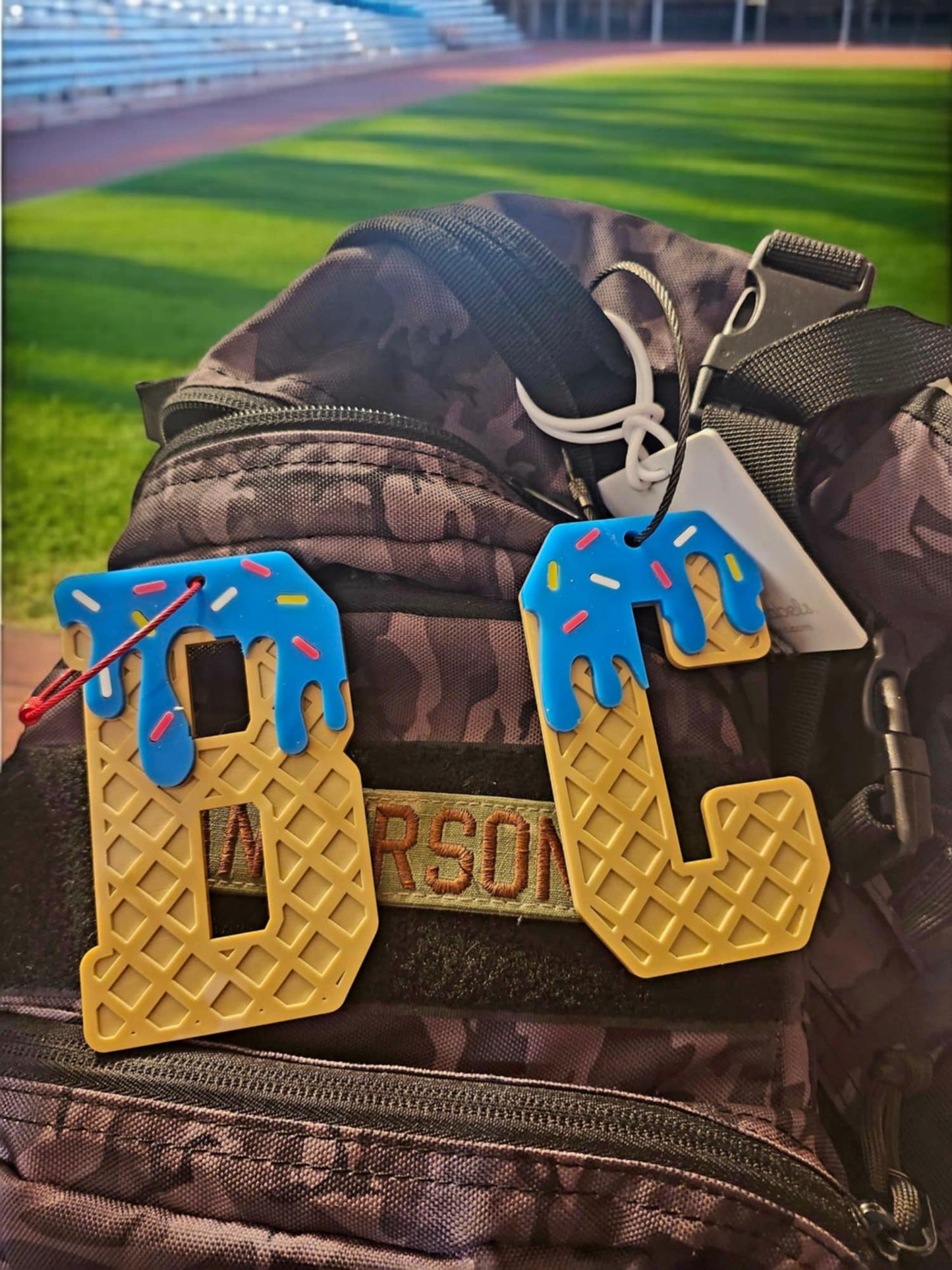 Ice Cream Drip Bag Tag/ Keychain - Single Number or Letter